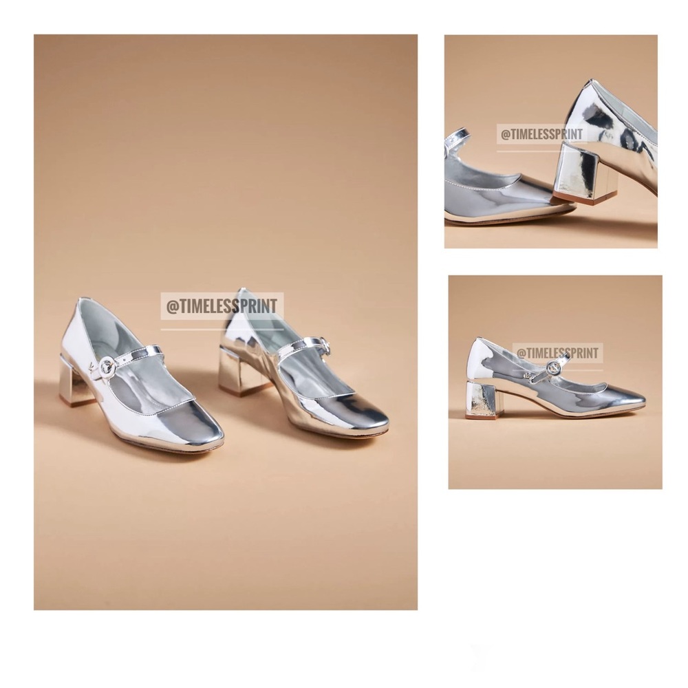 Larousse Blair Pump Mary Jane Shoes in Silver Specchio